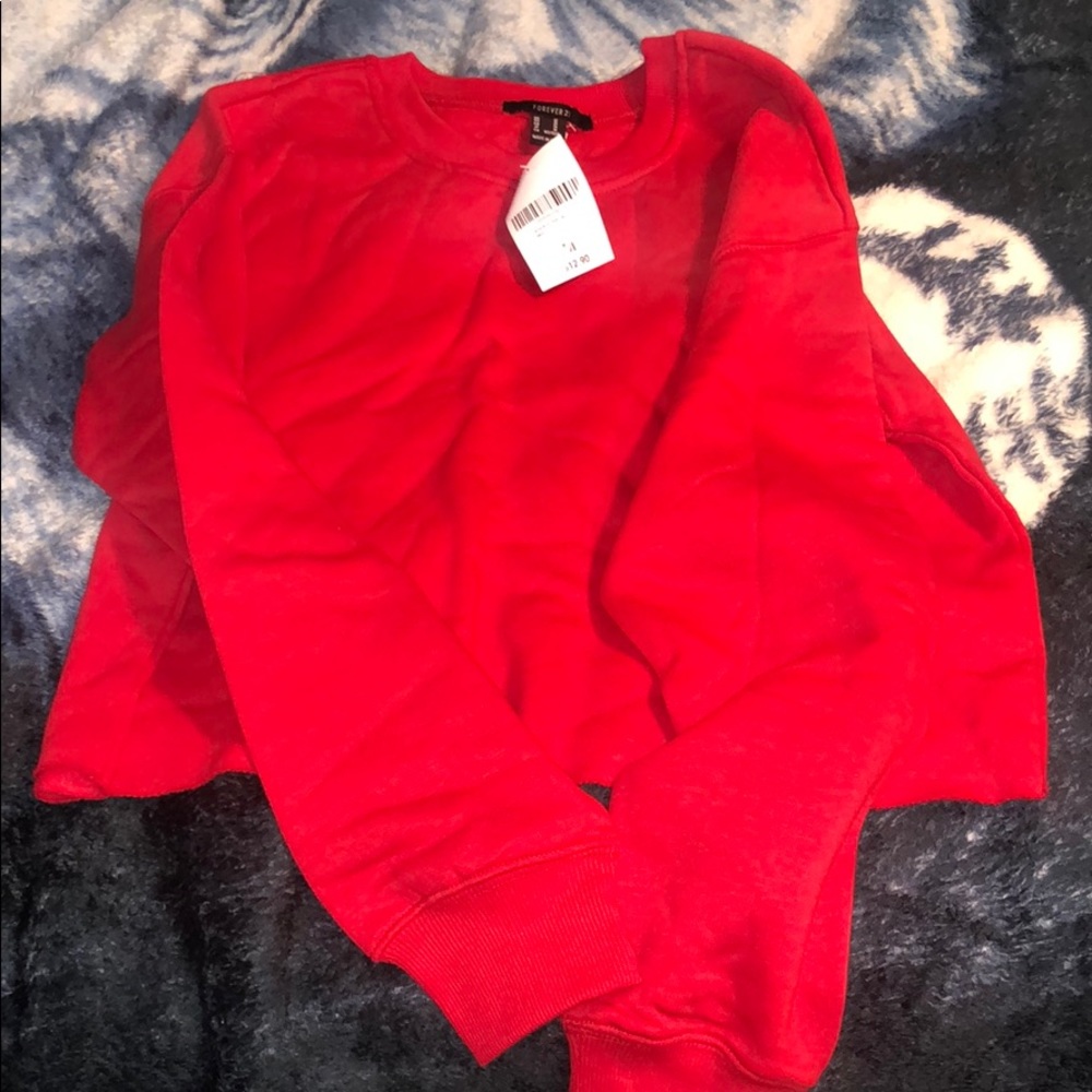 NWT Red Cropped Long Sleeve Top